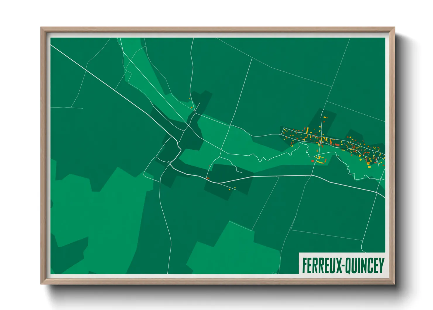Une affiche de carte sur Ferreux-Quincey