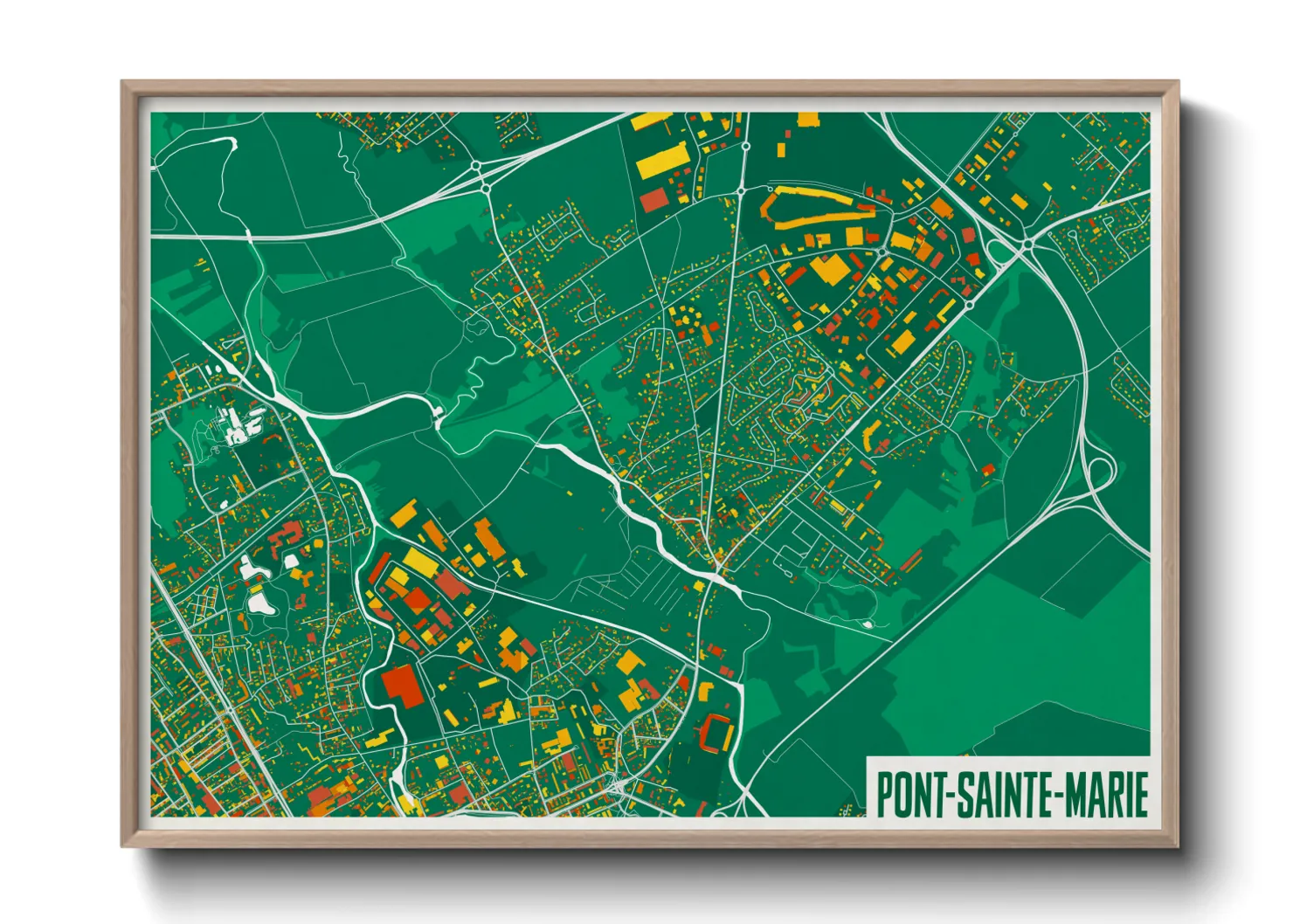 Une affiche de carte sur Pont-Sainte-Marie