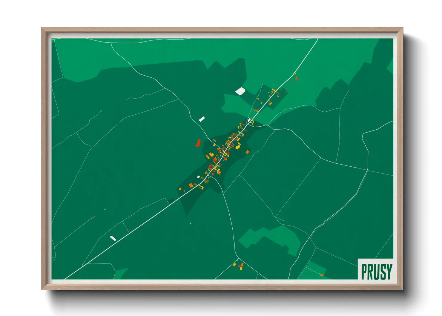 Une affiche de carte sur Prusy