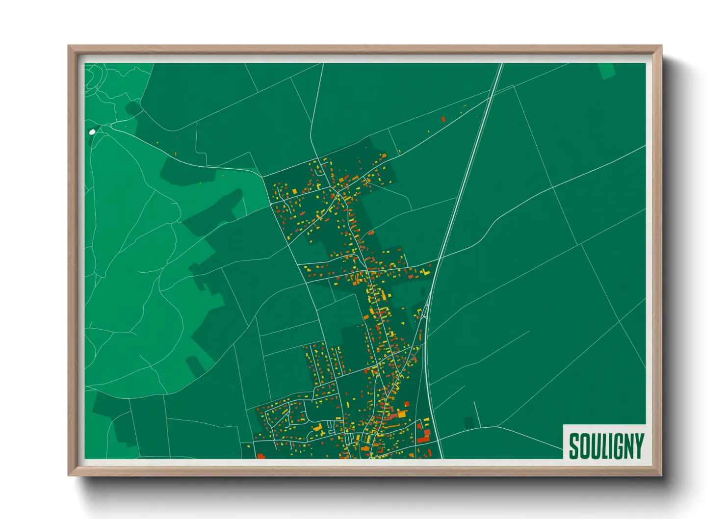 Une affiche de carte sur Souligny