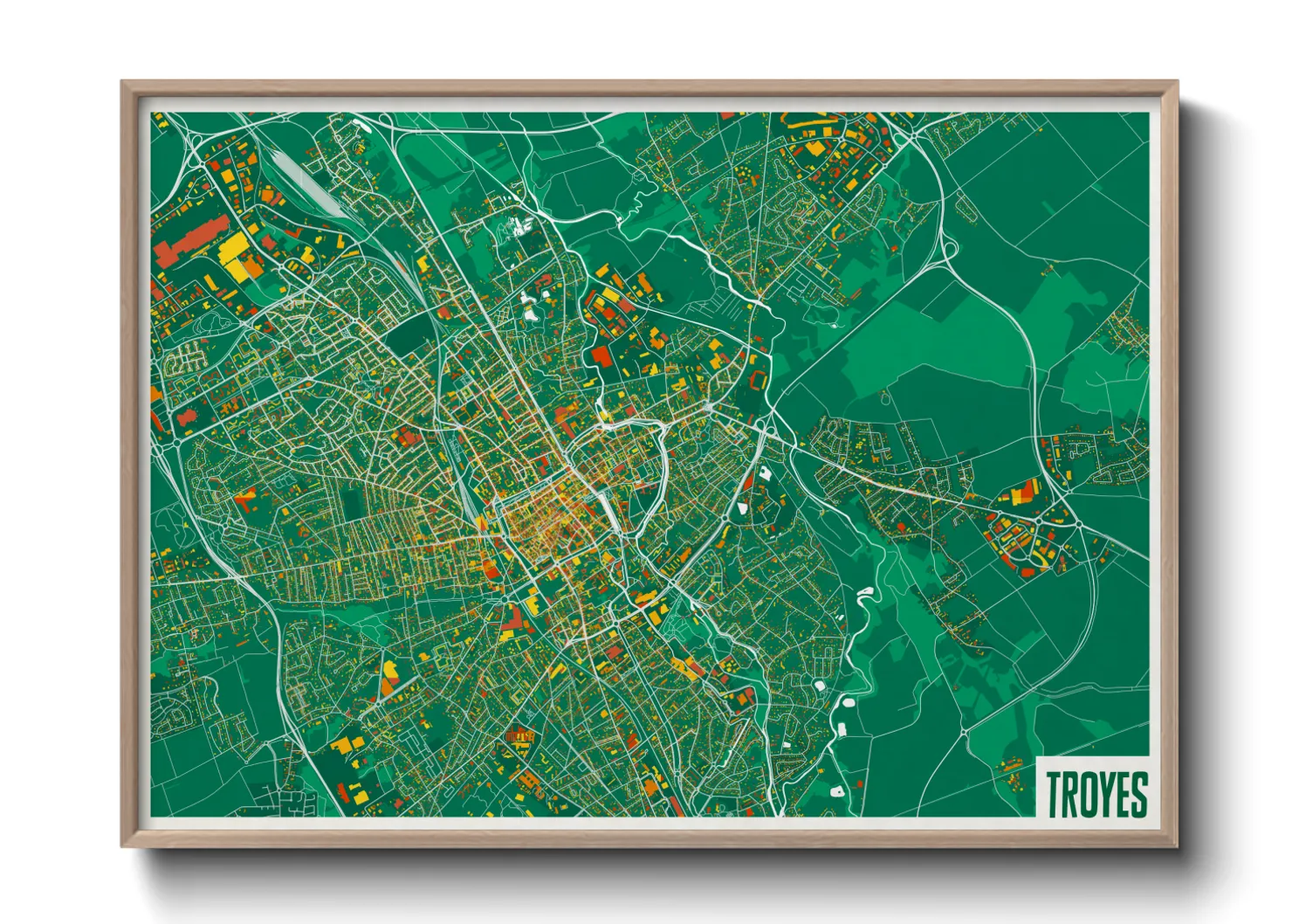 Une affiche de carte sur Troyes