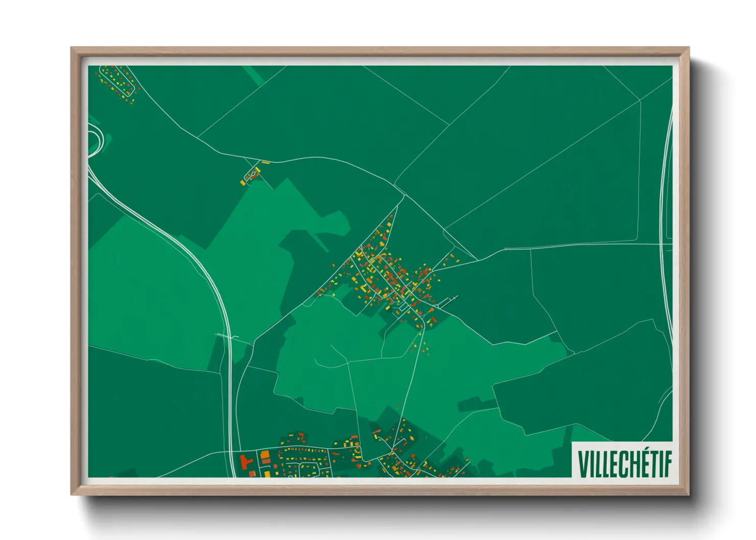Une affiche de carte sur Villechétif