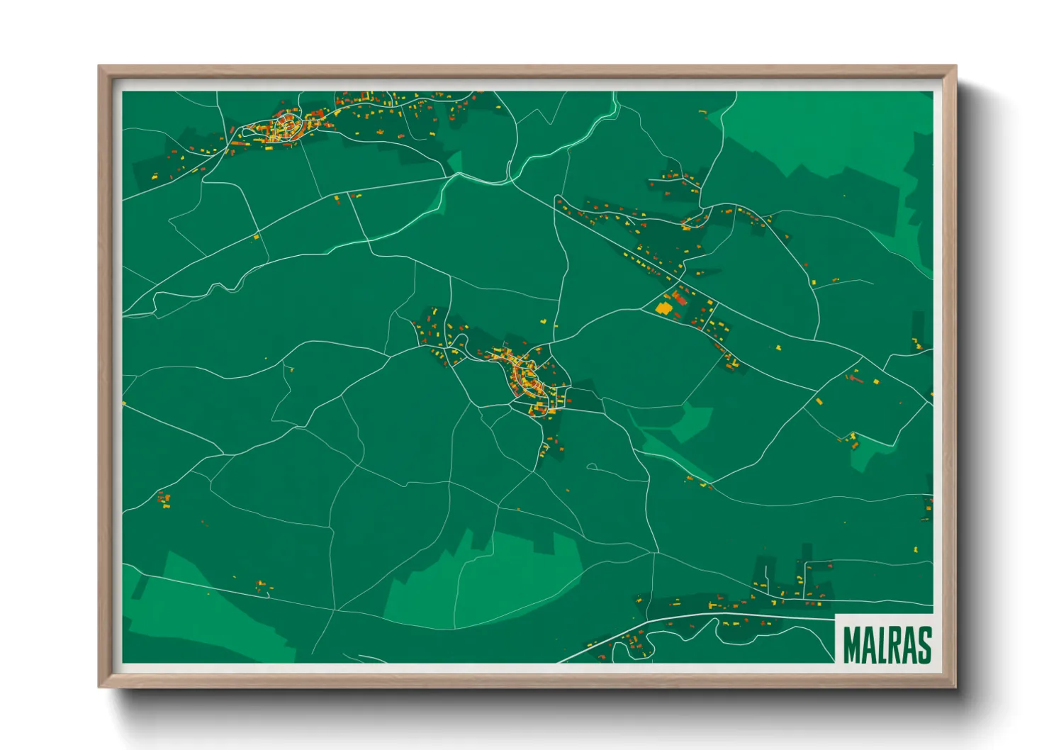 Une affiche de carte sur Malras