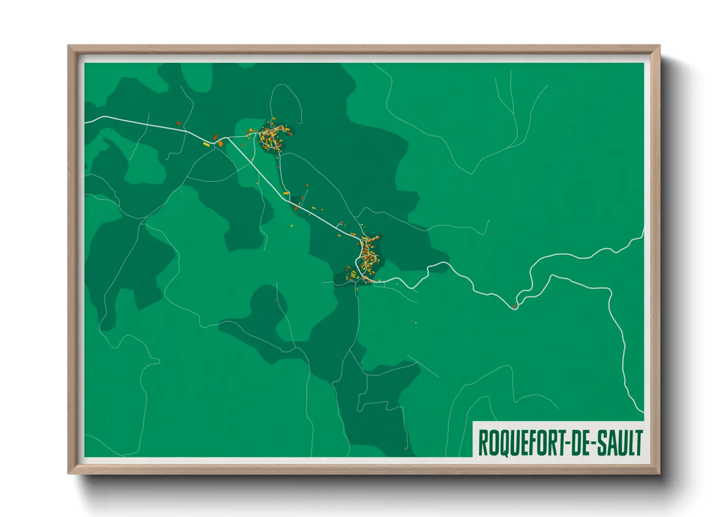 Une affiche de carte sur Roquefort-de-Sault