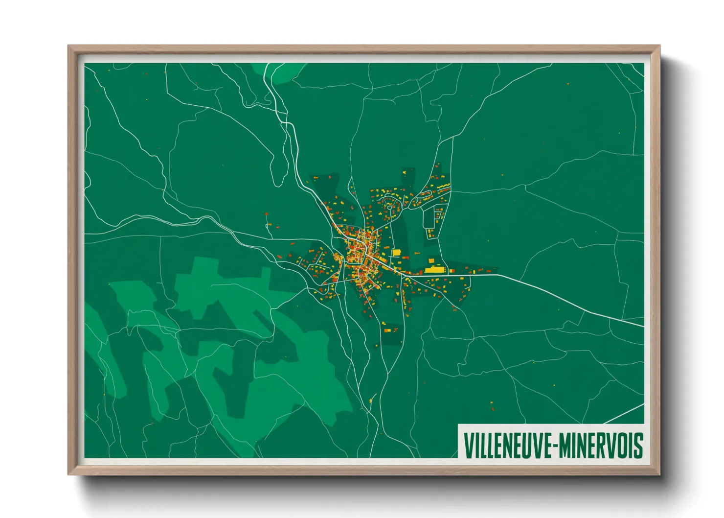 Une affiche de carte sur Villeneuve-Minervois
