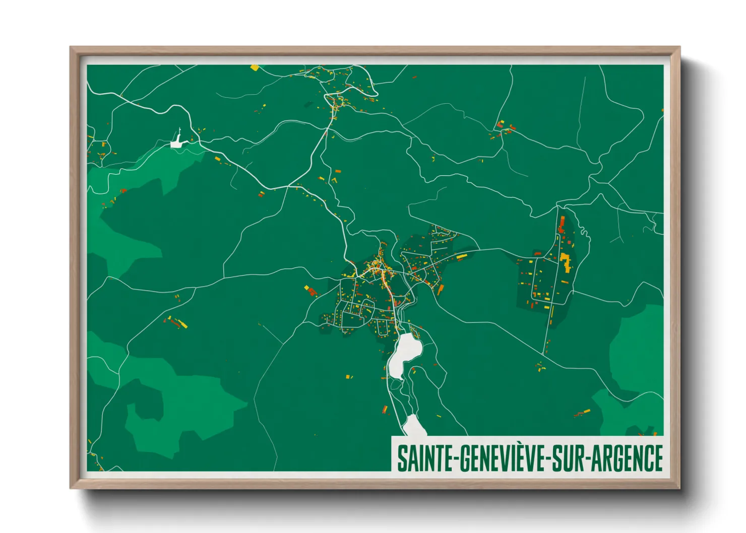 Une affiche de carte sur Sainte-Geneviève-sur-Argence