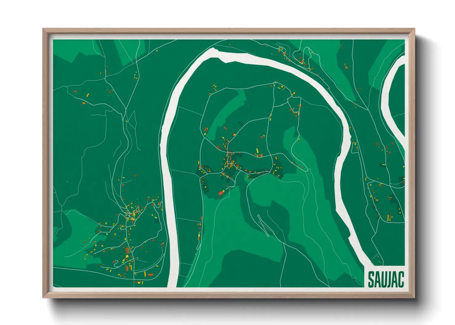 Une affiche de carte sur Saujac