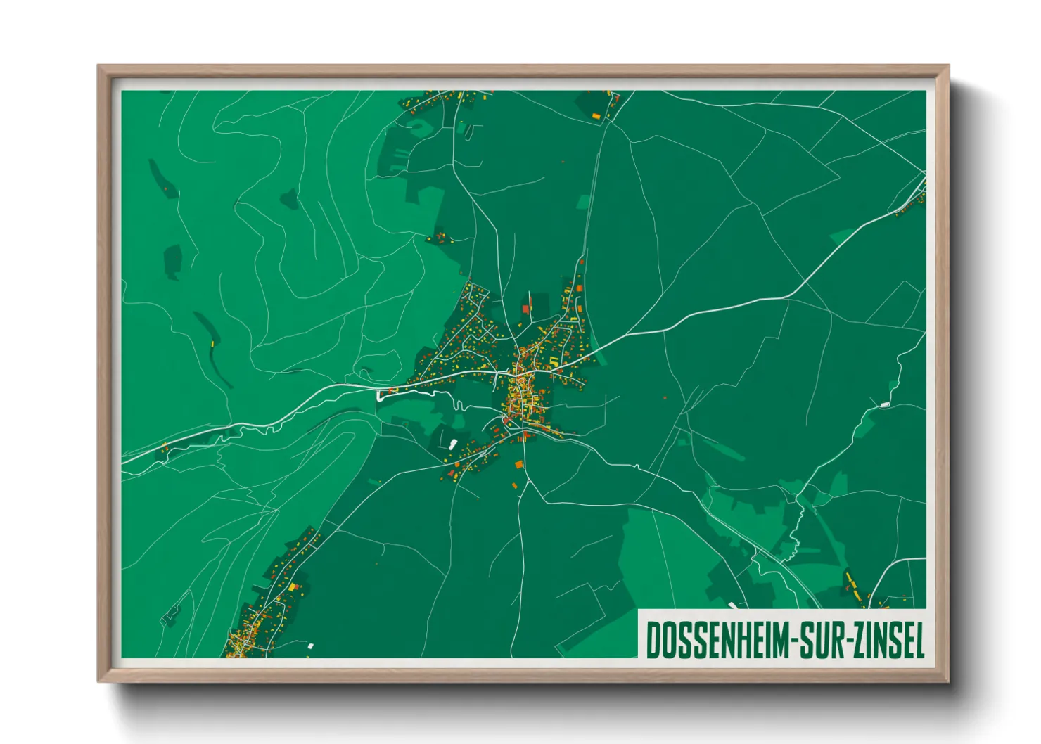 Une affiche de carte sur Dossenheim-sur-Zinsel