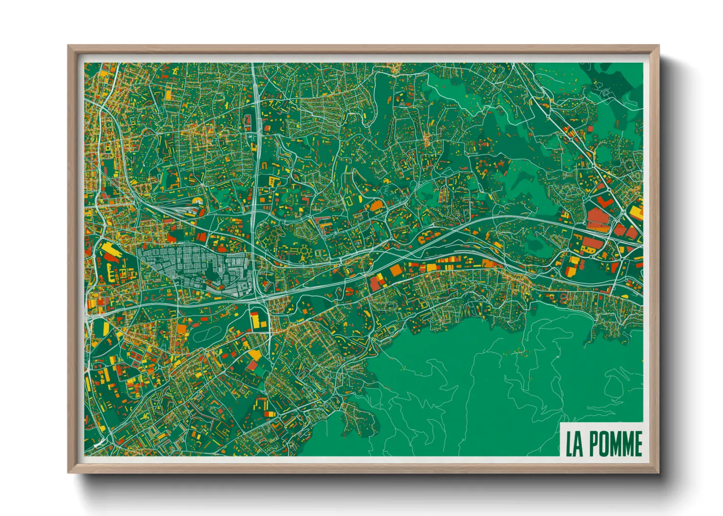 Une affiche de carte sur La Pomme