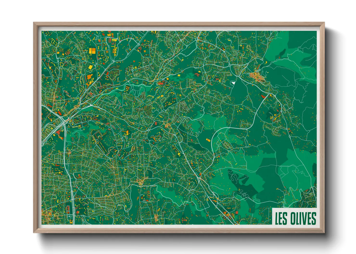 Une affiche de carte sur Les Olives