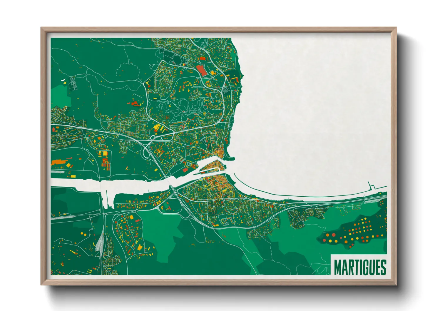 Une affiche de carte sur Martigues