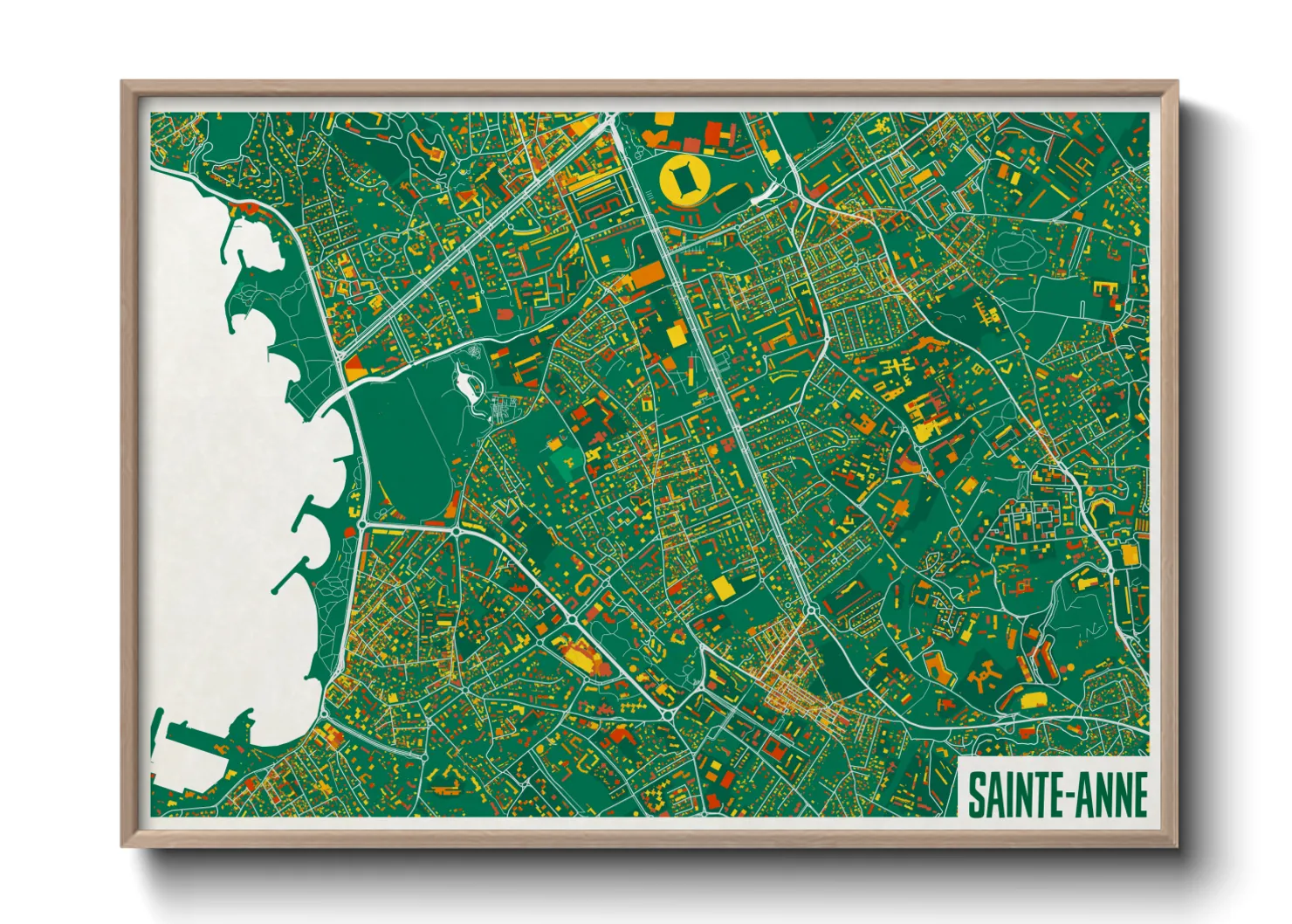 Une affiche de carte sur Sainte-Anne