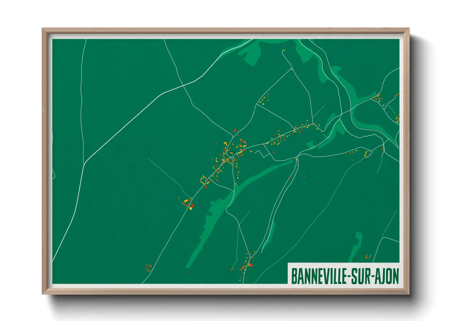 Une affiche de carte sur Banneville-sur-Ajon