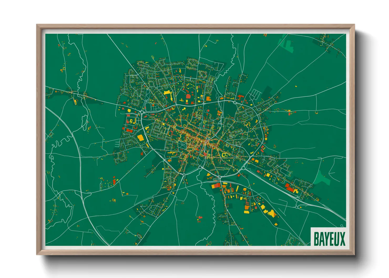 Une affiche de carte sur Bayeux