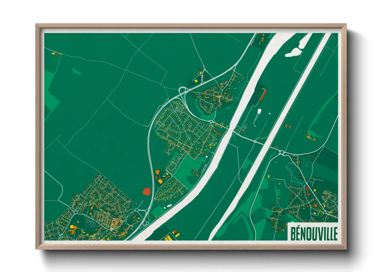 Une affiche de carte sur Bénouville