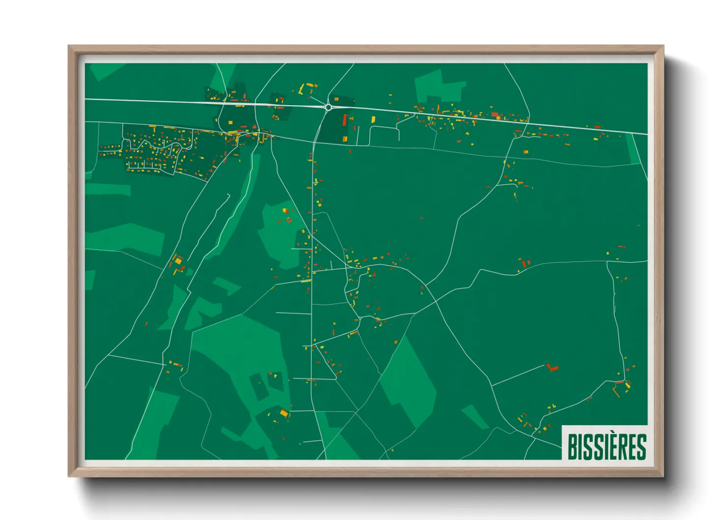 Une affiche de carte sur Bissières