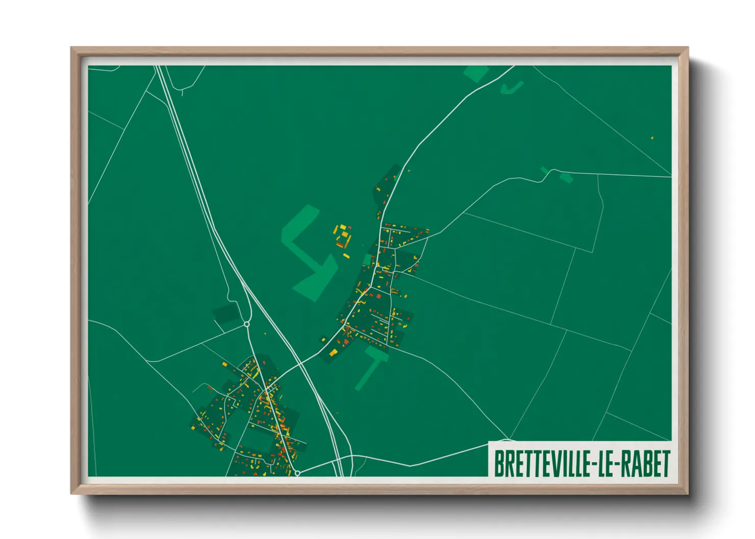 Une affiche de carte sur Bretteville-le-Rabet