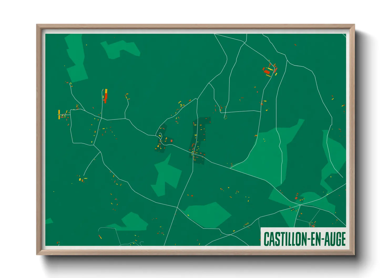 Une affiche de carte sur Castillon-en-Auge