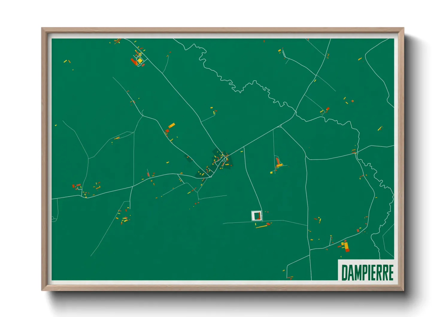 Une affiche de carte sur Dampierre