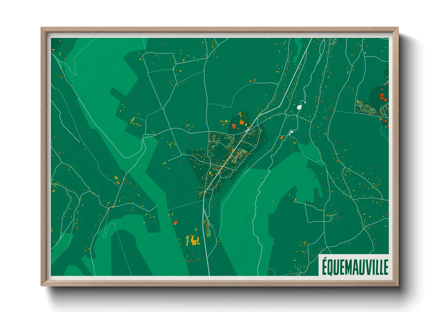 Une affiche de carte sur Équemauville