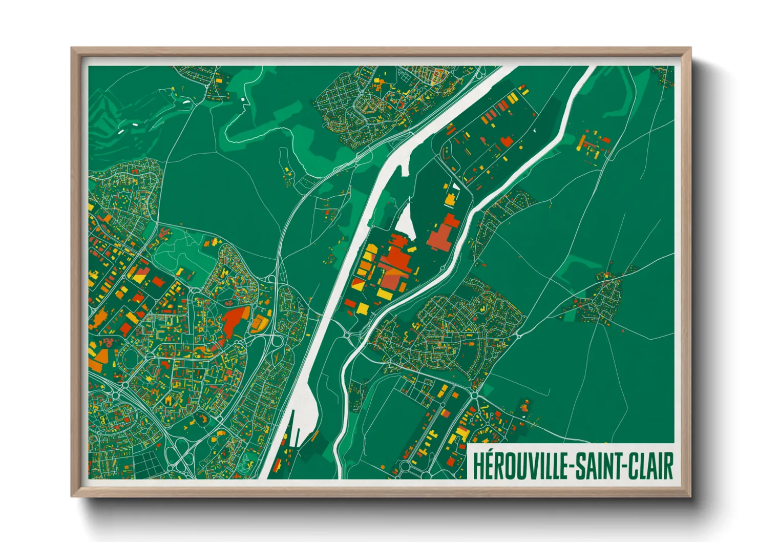 Une affiche de carte sur Hérouville-Saint-Clair