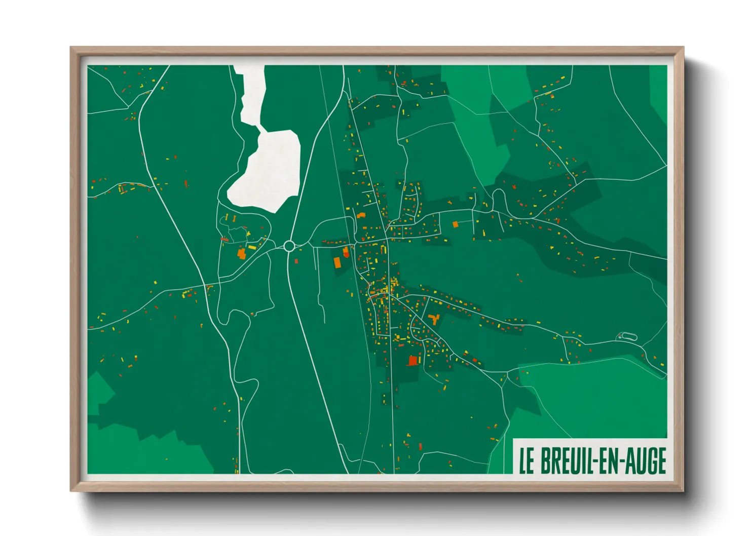 Une affiche de carte sur Le Breuil-en-Auge