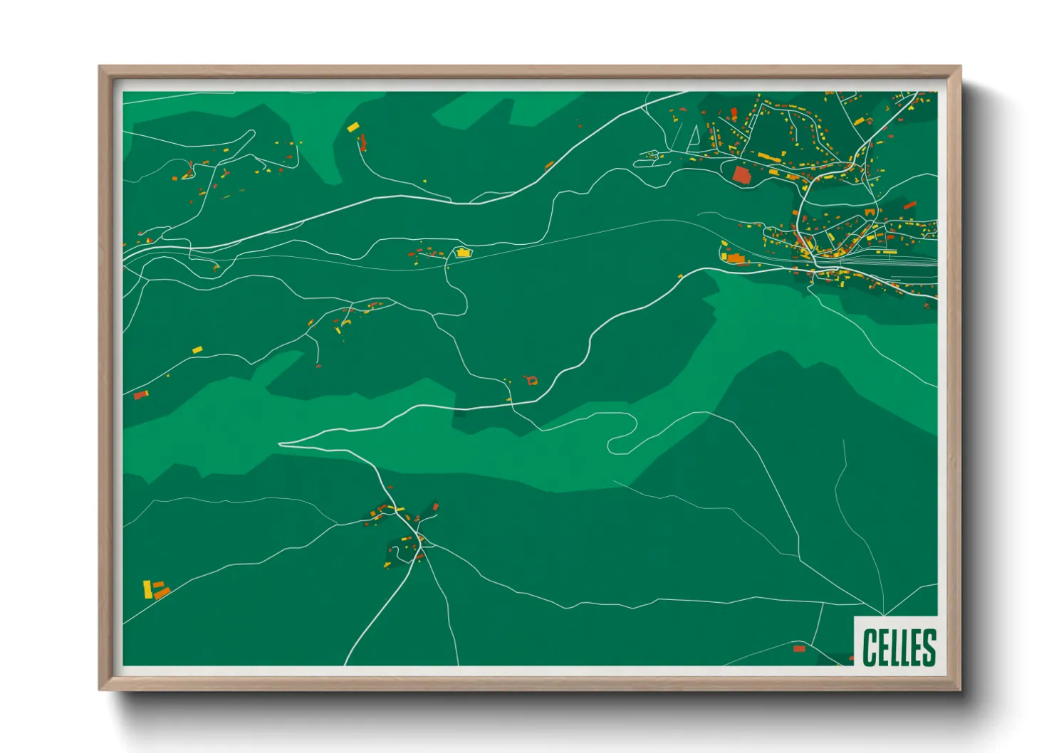 Une affiche de carte sur Celles