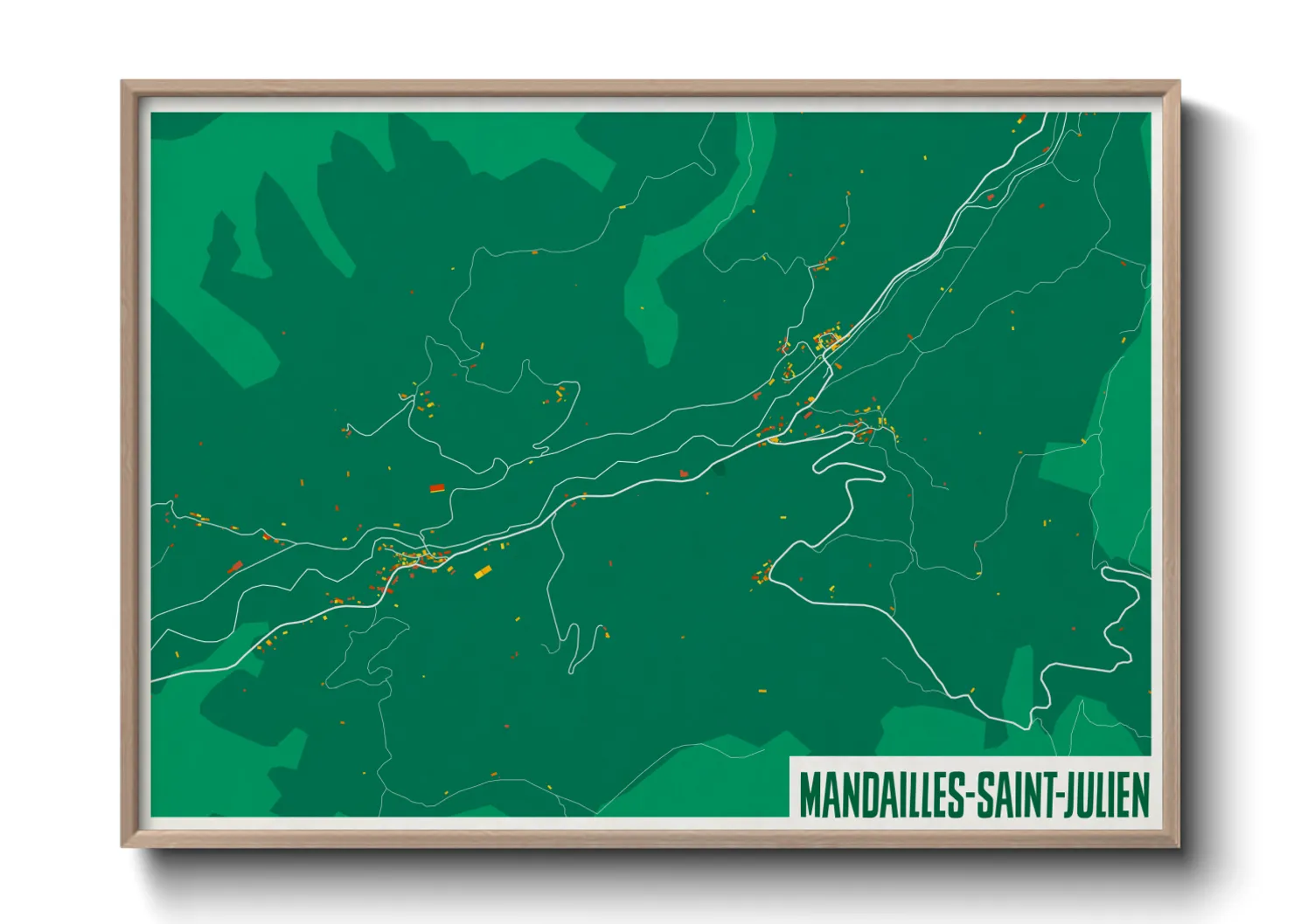 Une affiche de carte sur Mandailles-Saint-Julien