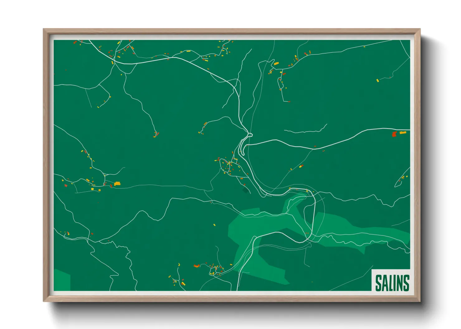 Une affiche de carte sur Salins