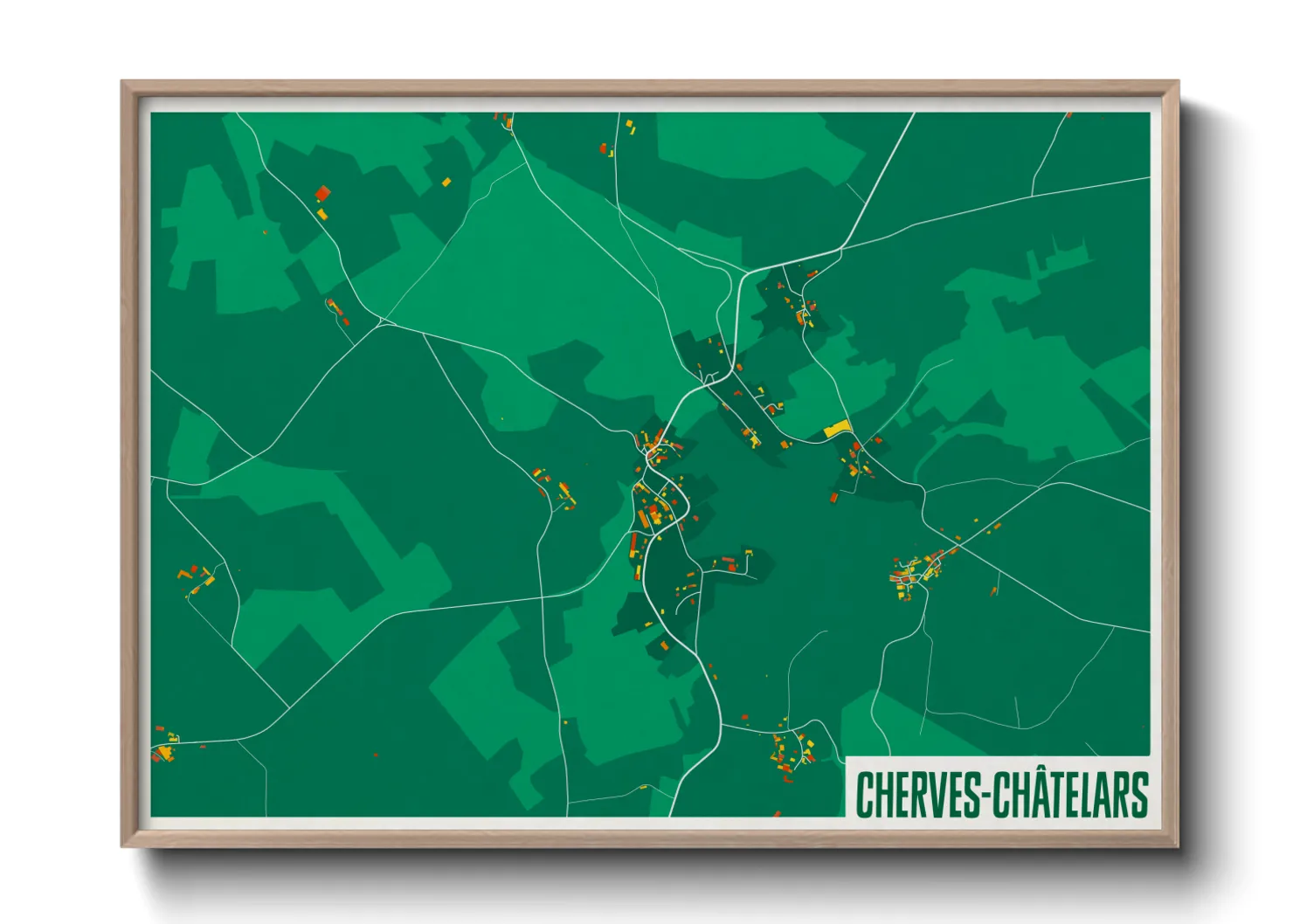 Une affiche de carte sur Cherves-Châtelars