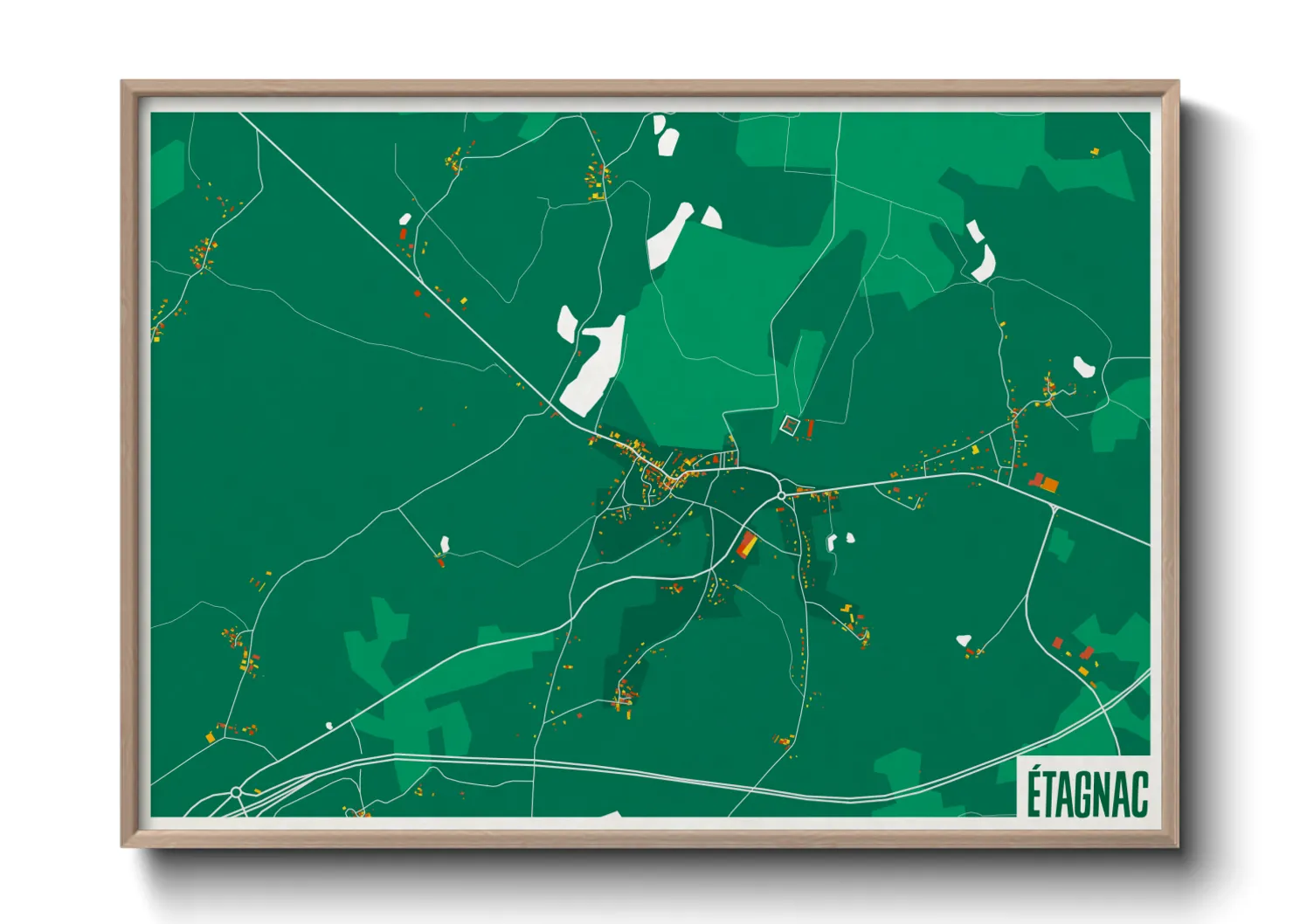 Une affiche de carte sur Étagnac