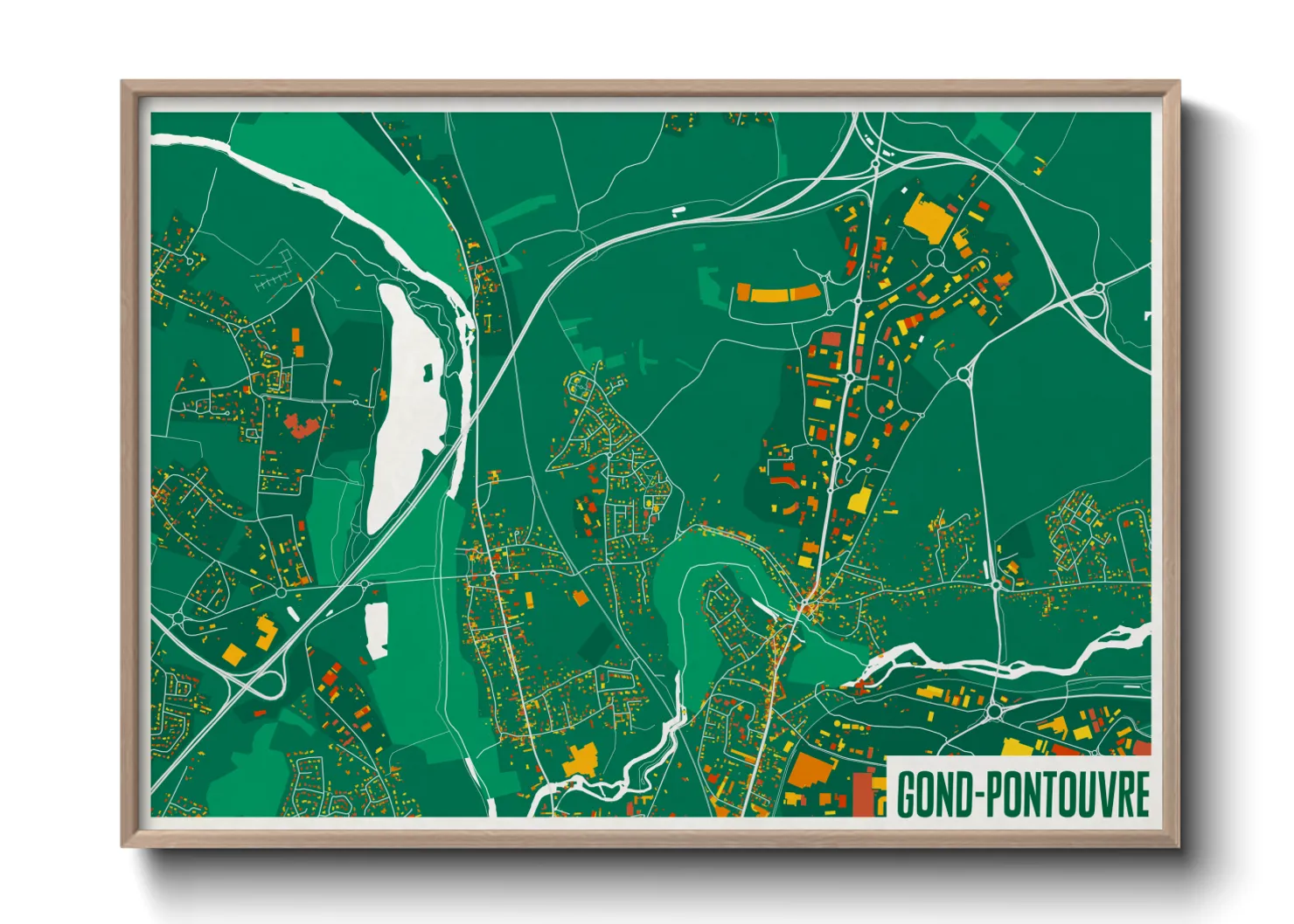 Une affiche de carte sur Gond-Pontouvre