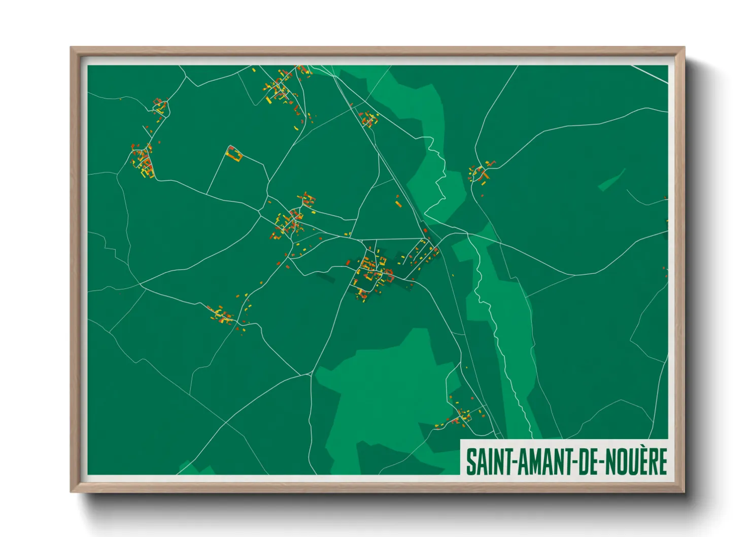Une affiche de carte sur Saint-Amant-de-Nouère
