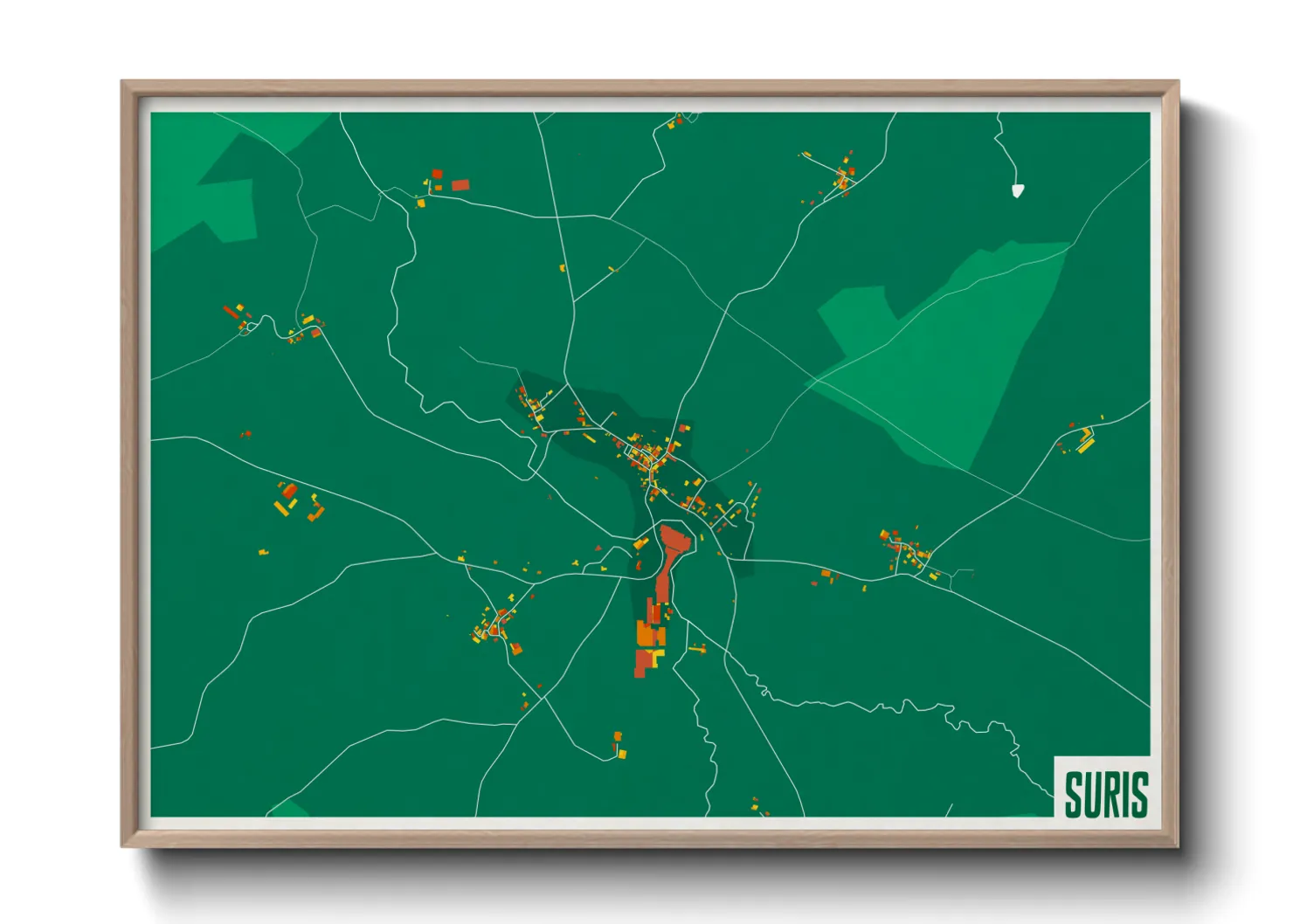 Une affiche de carte sur Suris