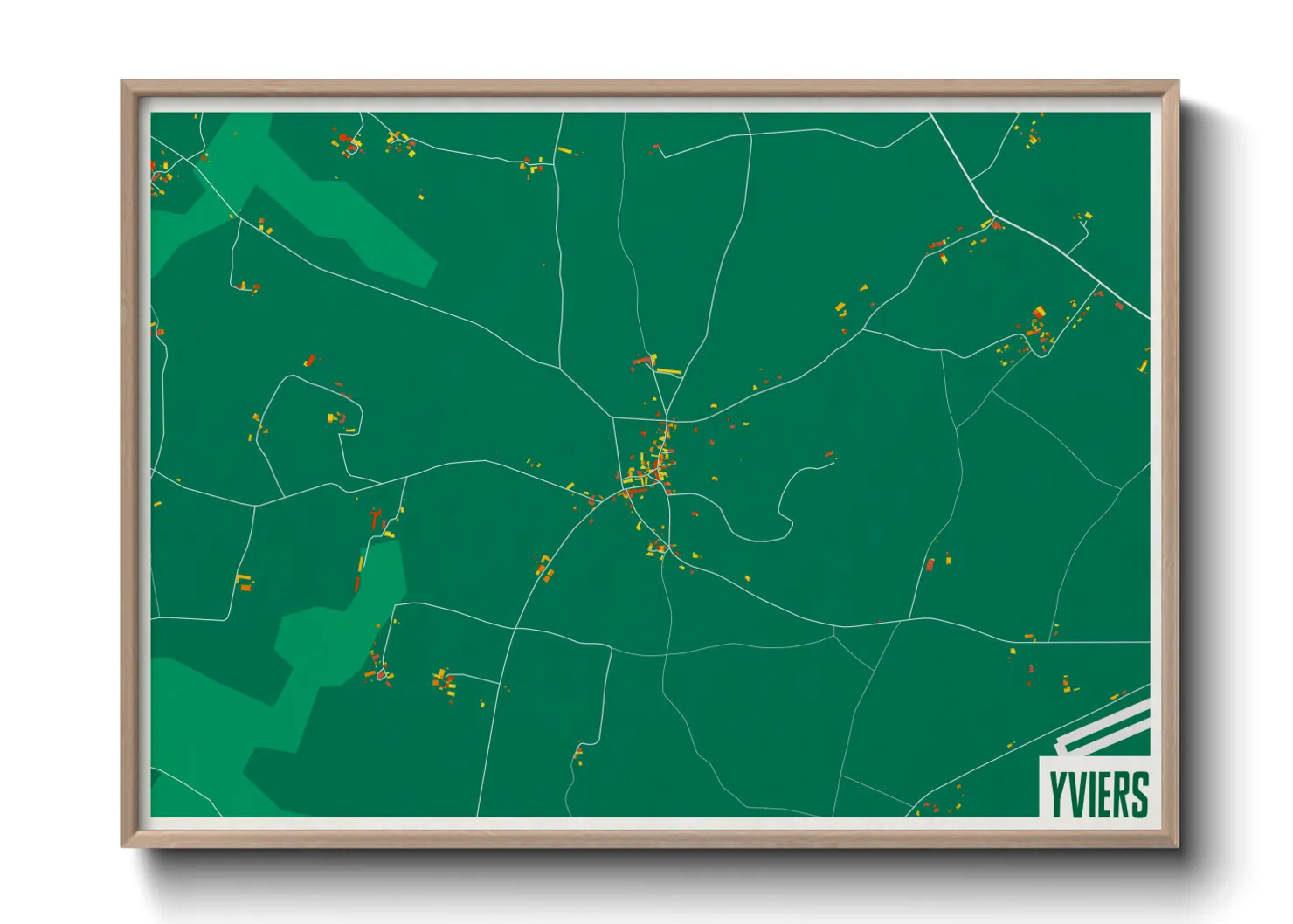 Une affiche de carte sur Yviers