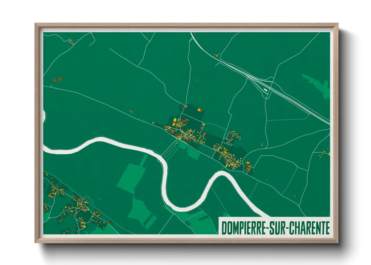 Une affiche de carte sur Dompierre-sur-Charente