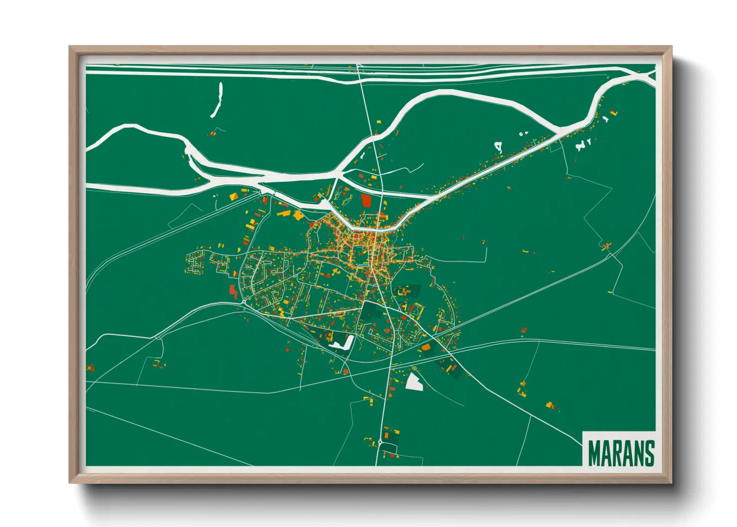 Une affiche de carte sur Marans