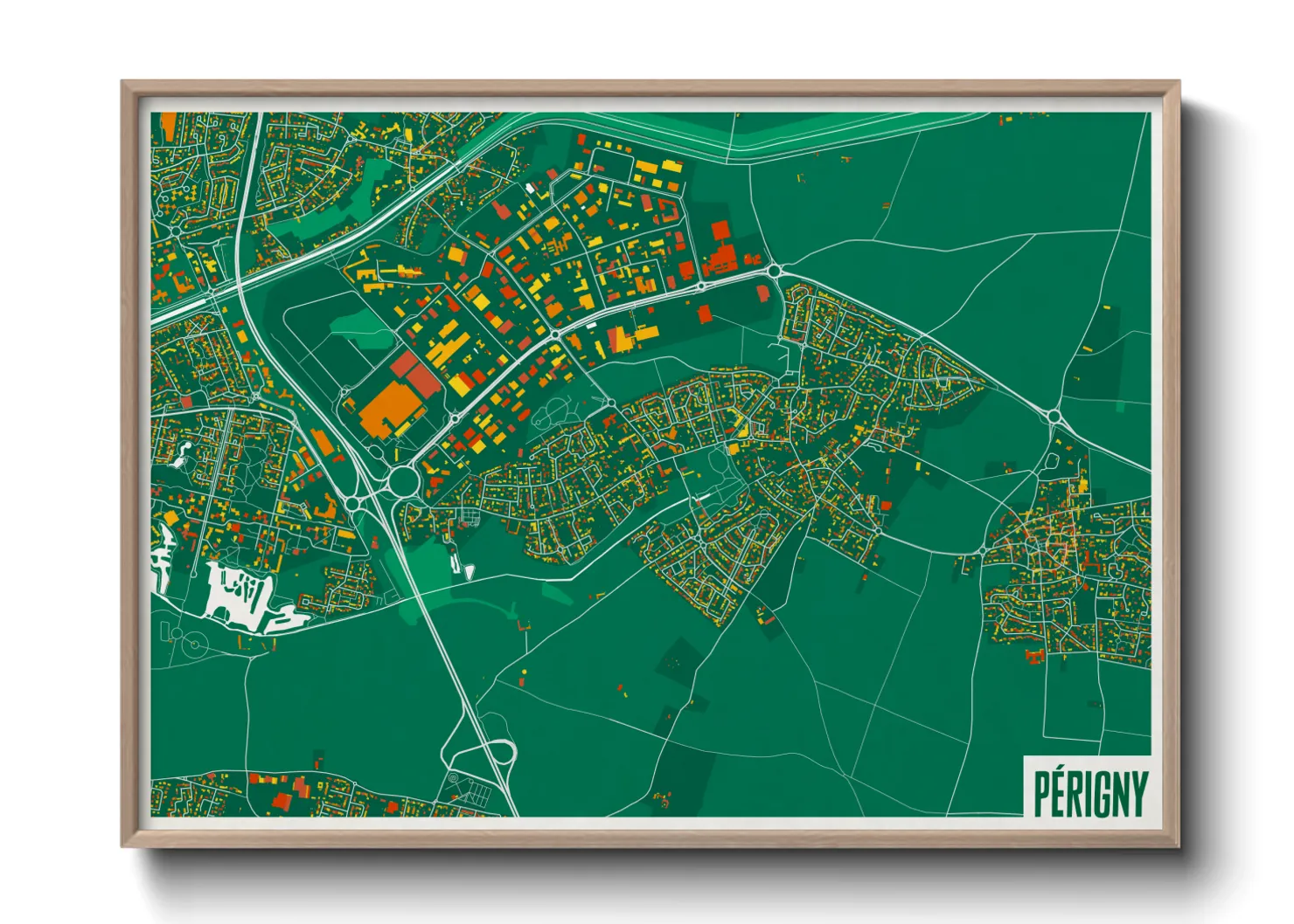 Une affiche de carte sur Périgny