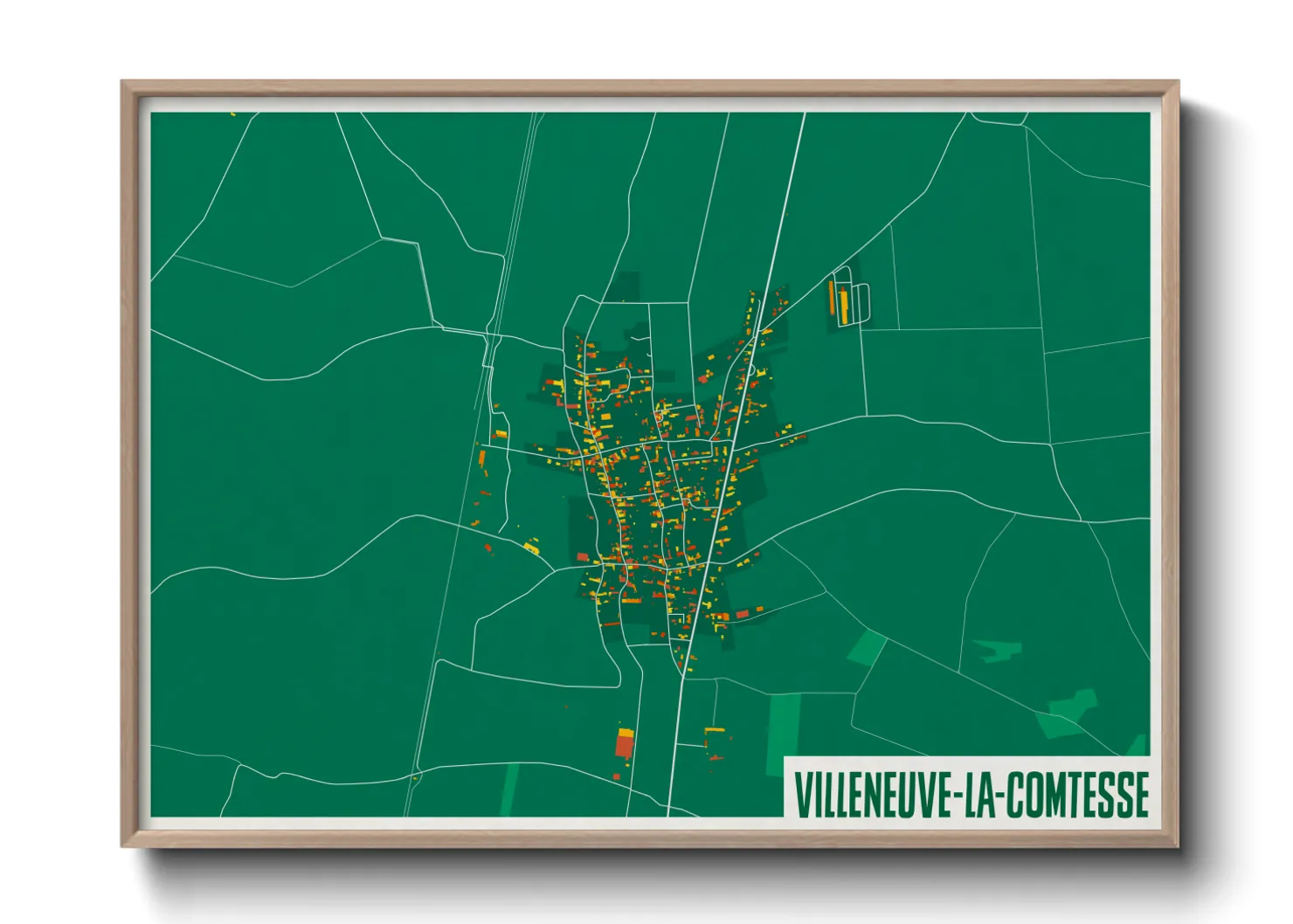 Une affiche de carte sur Villeneuve-la-Comtesse