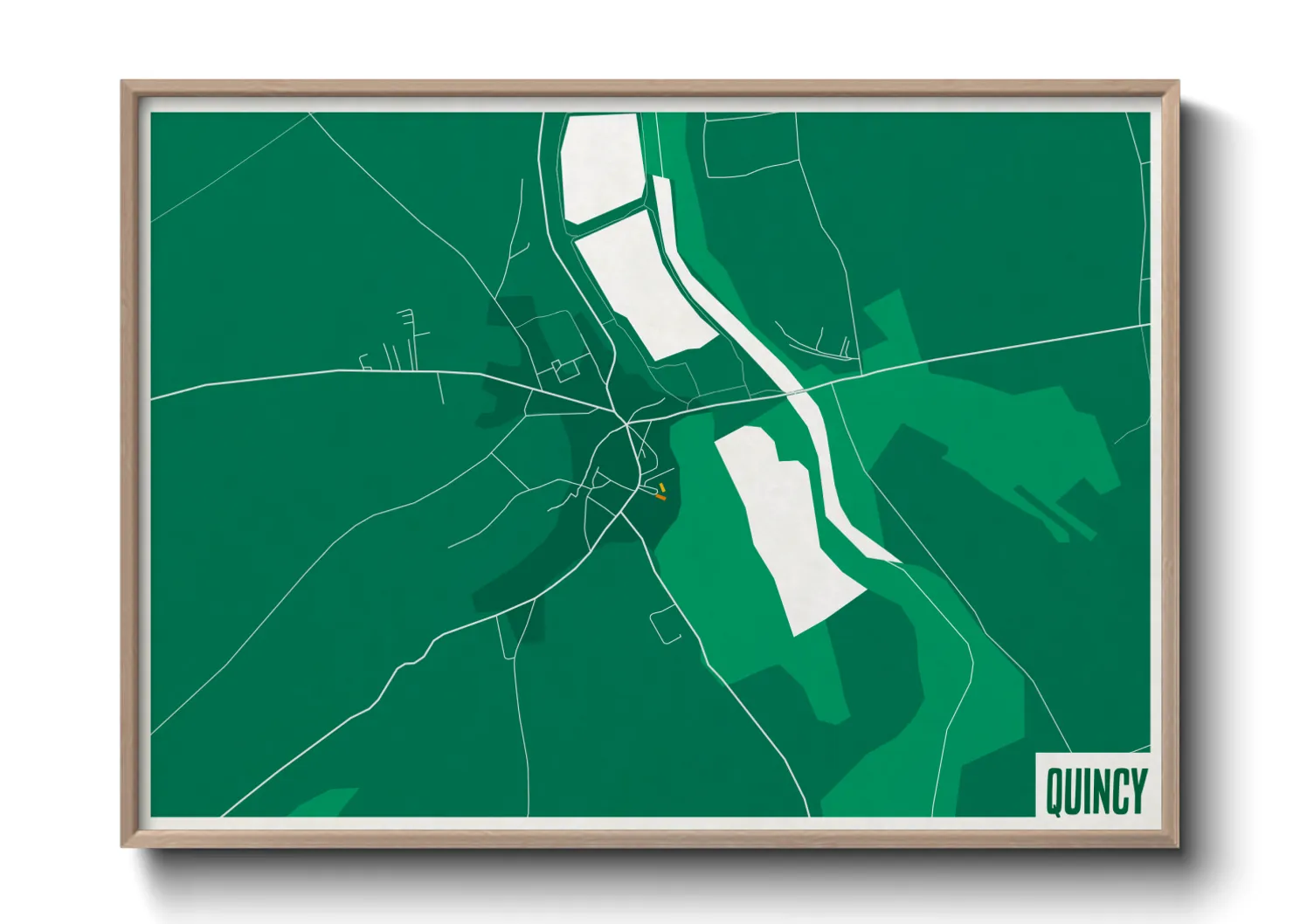 Une affiche de carte sur Quincy