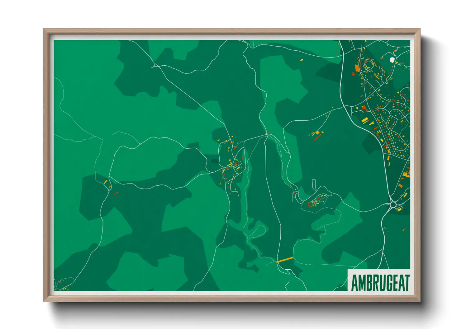 Une affiche de carte sur Ambrugeat