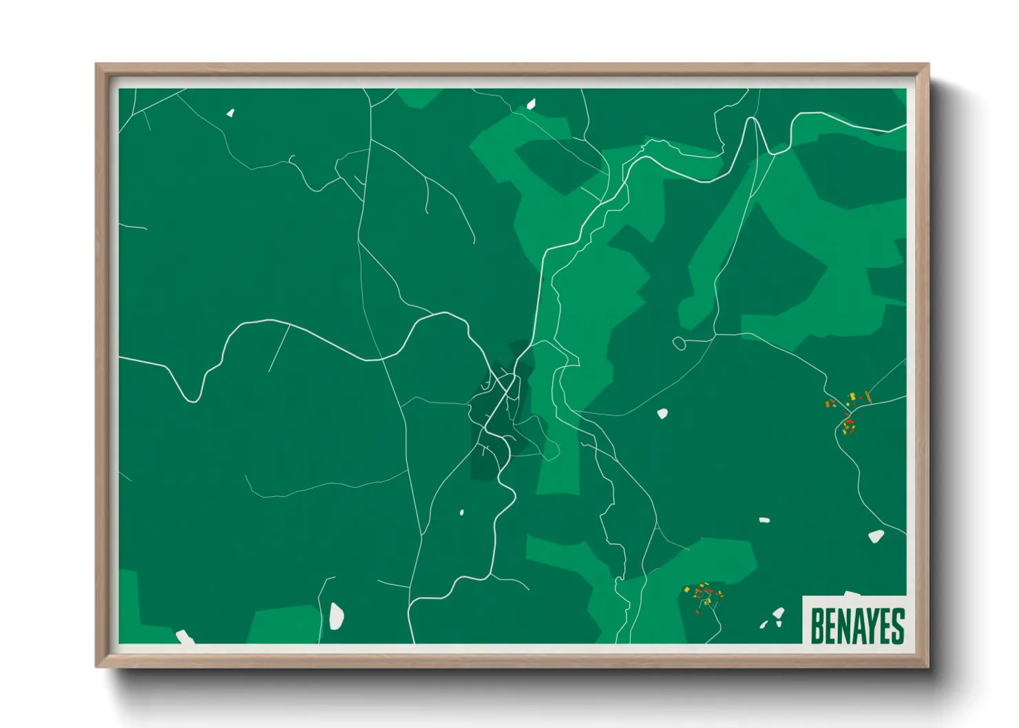 Une affiche de carte sur Benayes