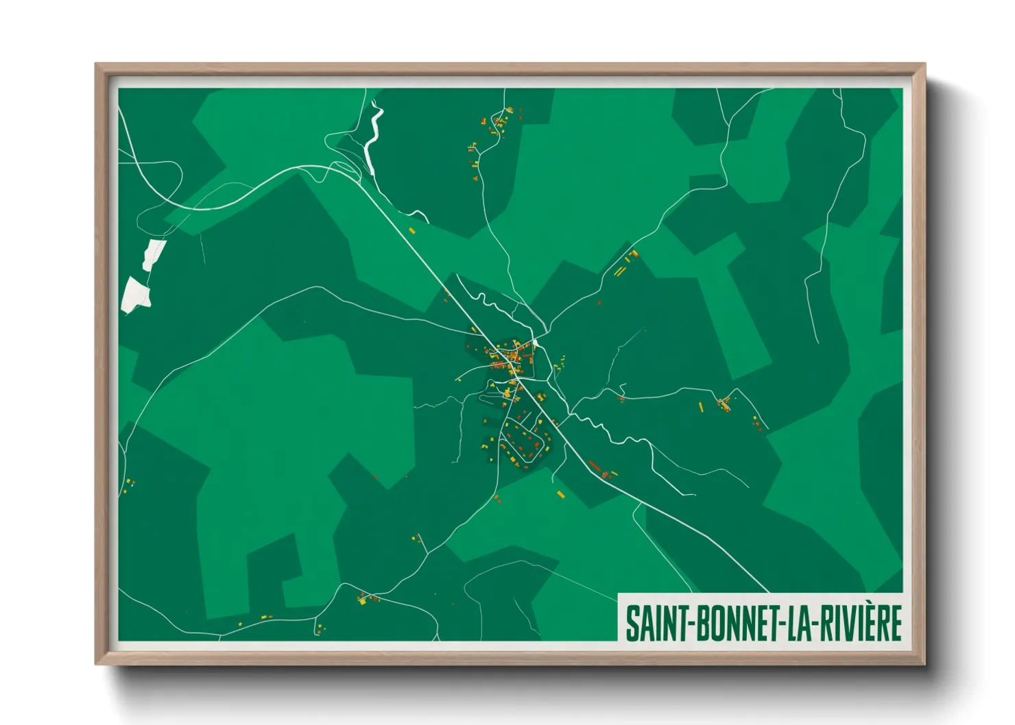 Une affiche de carte sur Saint-Bonnet-la-Rivière