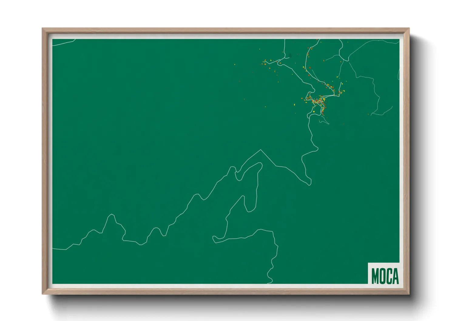 Une affiche de carte sur Moca