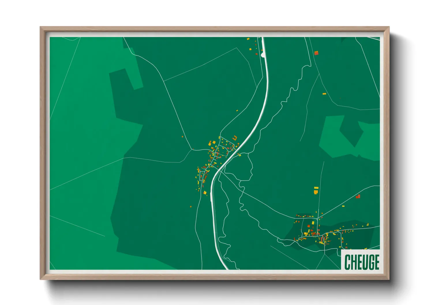 Une affiche de carte sur Cheuge