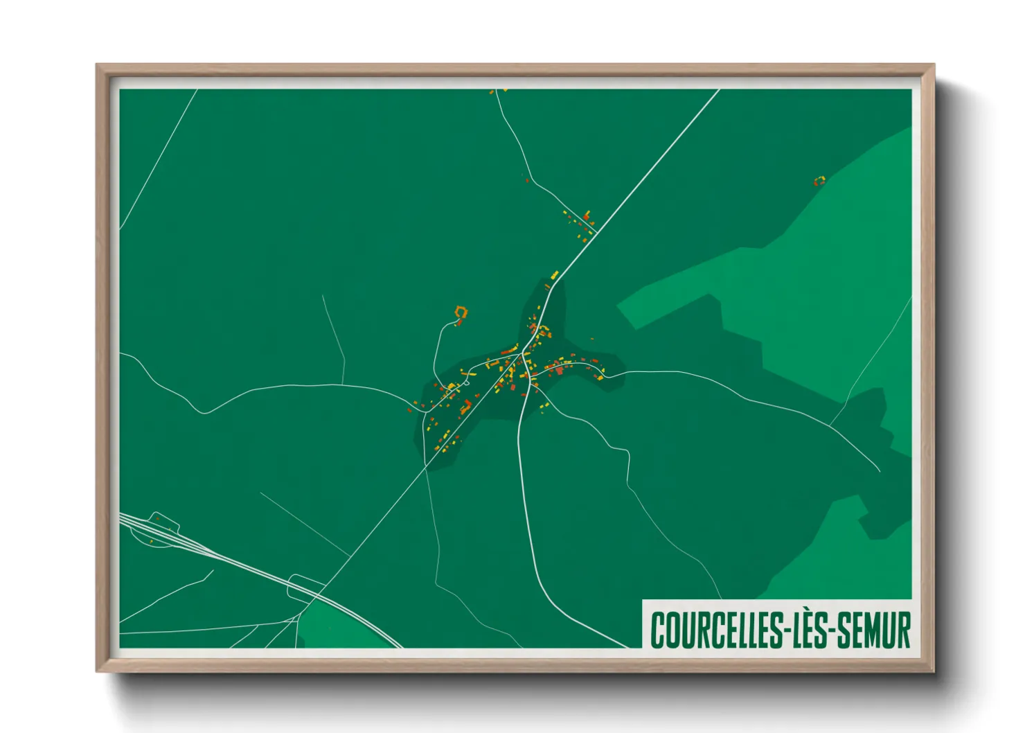 Une affiche de carte sur Courcelles-lès-Semur