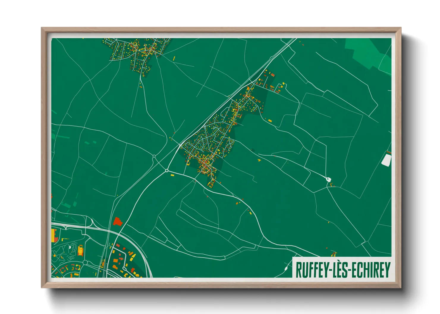 Une affiche de carte sur Ruffey-lès-Echirey