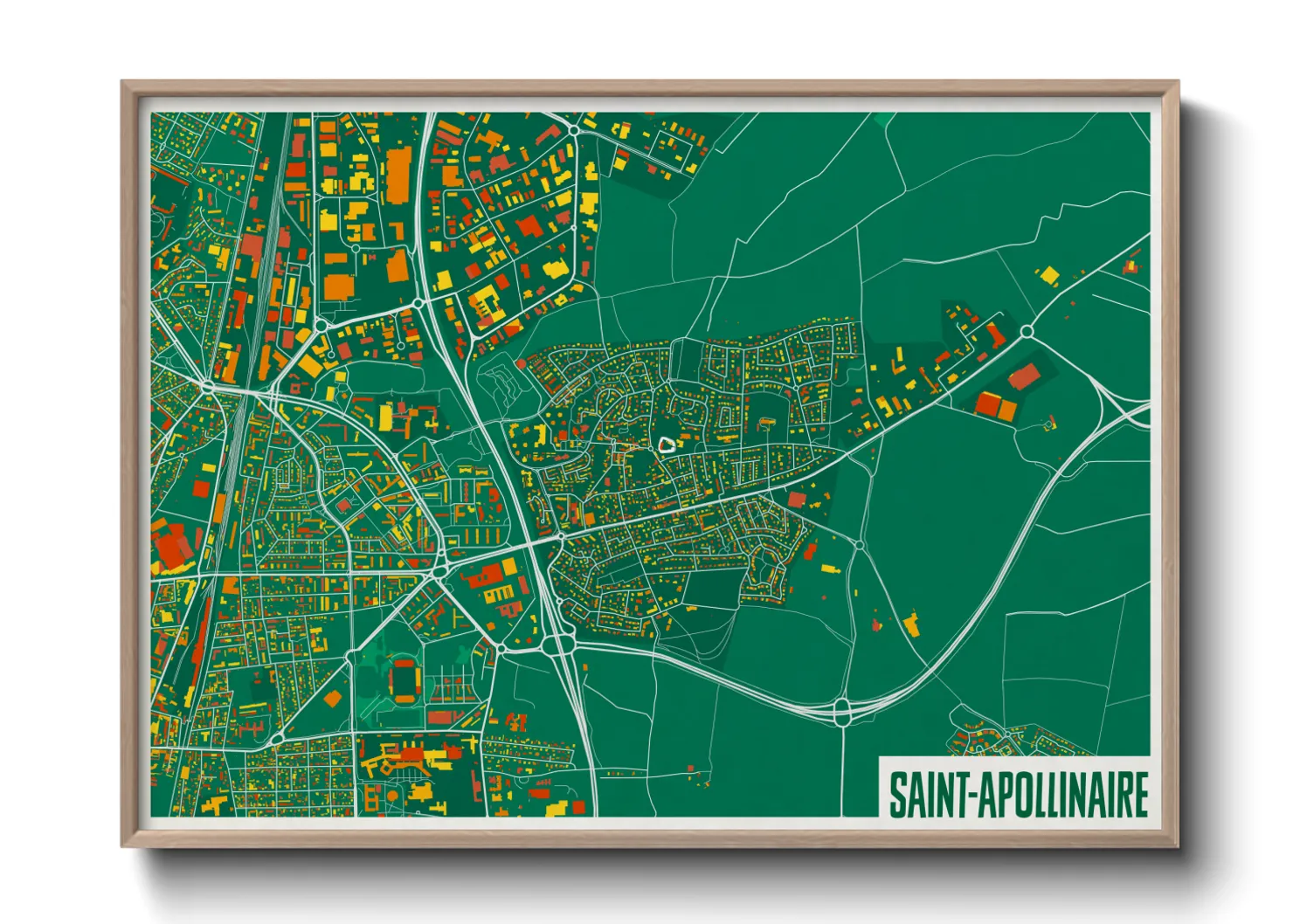 Une affiche de carte sur Saint-Apollinaire