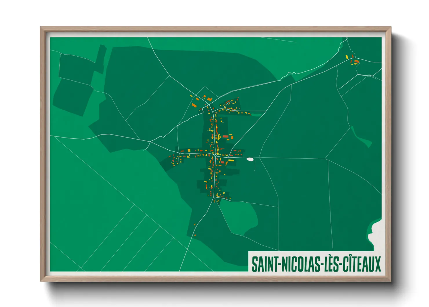 Une affiche de carte sur Saint-Nicolas-lès-Cîteaux