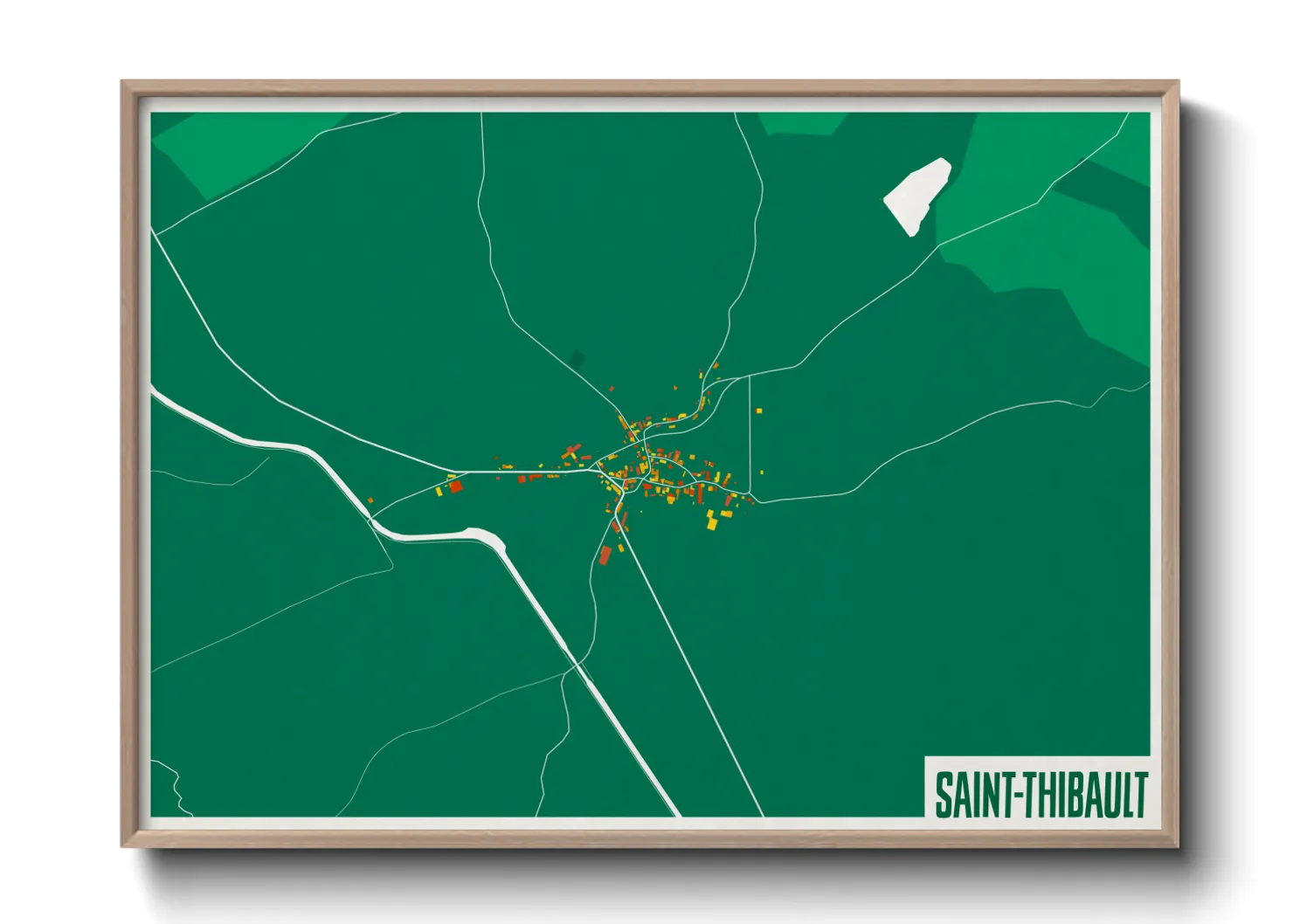 Une affiche de carte sur Saint-Thibault